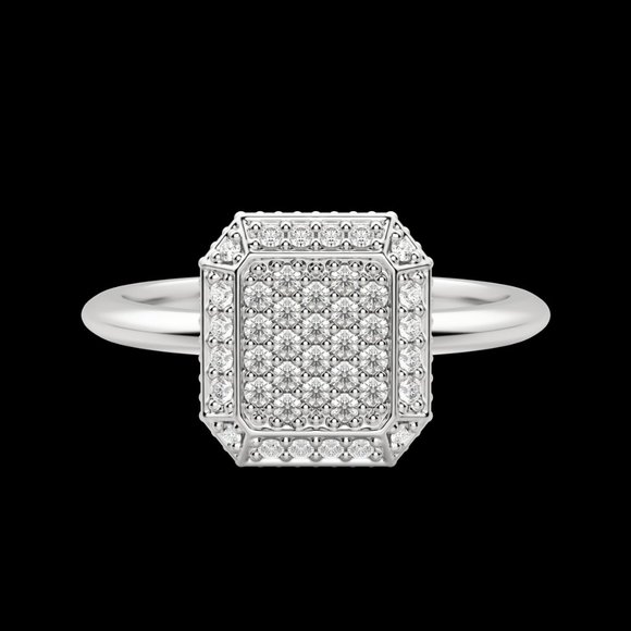 Asscher Pavé Ring - Picture 1 of 9